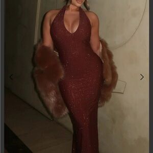 Nookie Sparkling Brown Backless Dress